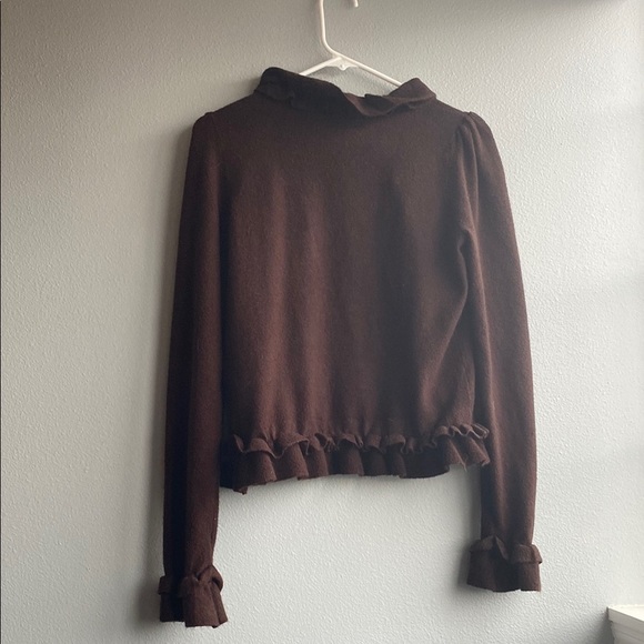 INC International Concepts Brown Ruffled Sweater - Picture 3 of 3